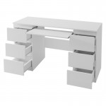 Bureau 6 tiroirs 1 tablette 130 cm KYLE (Blanc)