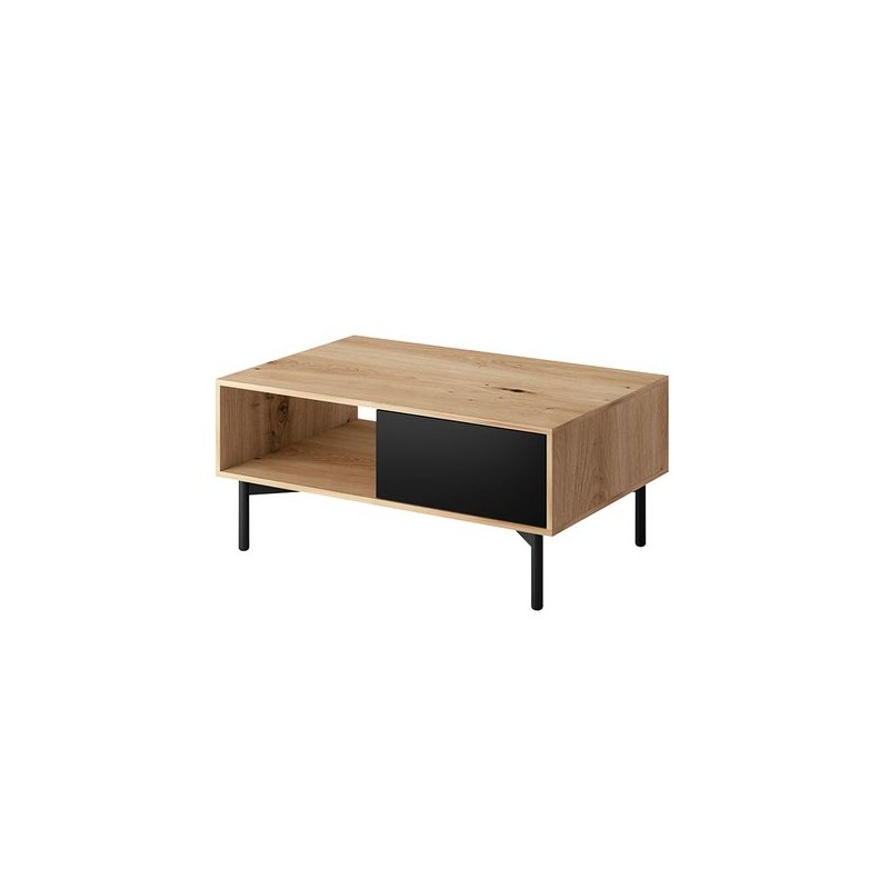 Table basse industrielle 2 tiroirs 102 cm ABBY (Noir, bois) - image 58851