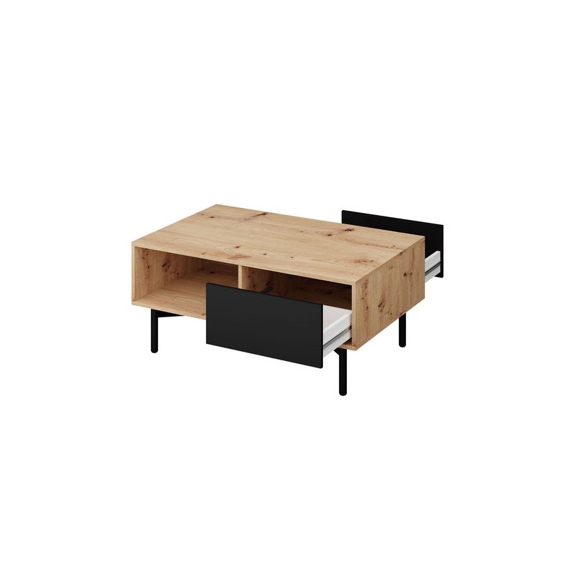 Table basse industrielle 2 tiroirs 102 cm ABBY (Noir, bois) - image 58852