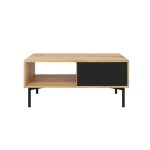 Industrial coffee table 2 drawers 102 cm ABBY (Black, wood)