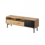 Industrial TV stand 1 door and 2 drawers ABBY (Black, wood)