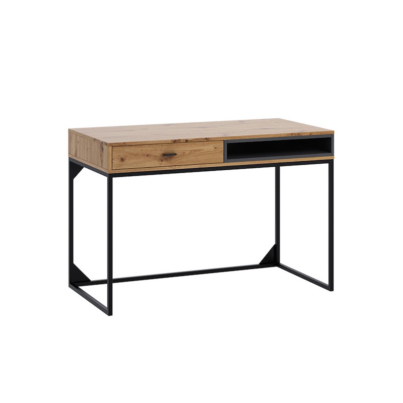 Schreibtisch 1 Schublade und 1 Nische 120 cm OLIE (Schwarz, Holz) - image 58946