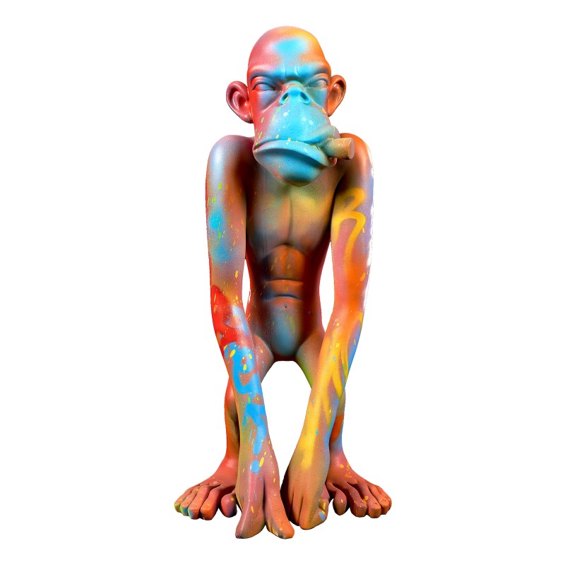 Estatua decorativa de resina diseño MONKEY STREET ART (H58 cm) (Multicolor) - image 58995