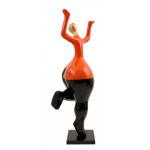 Statua decorativa in resina design DANCER CLOCK (H157 cm) (Nero, rosso)