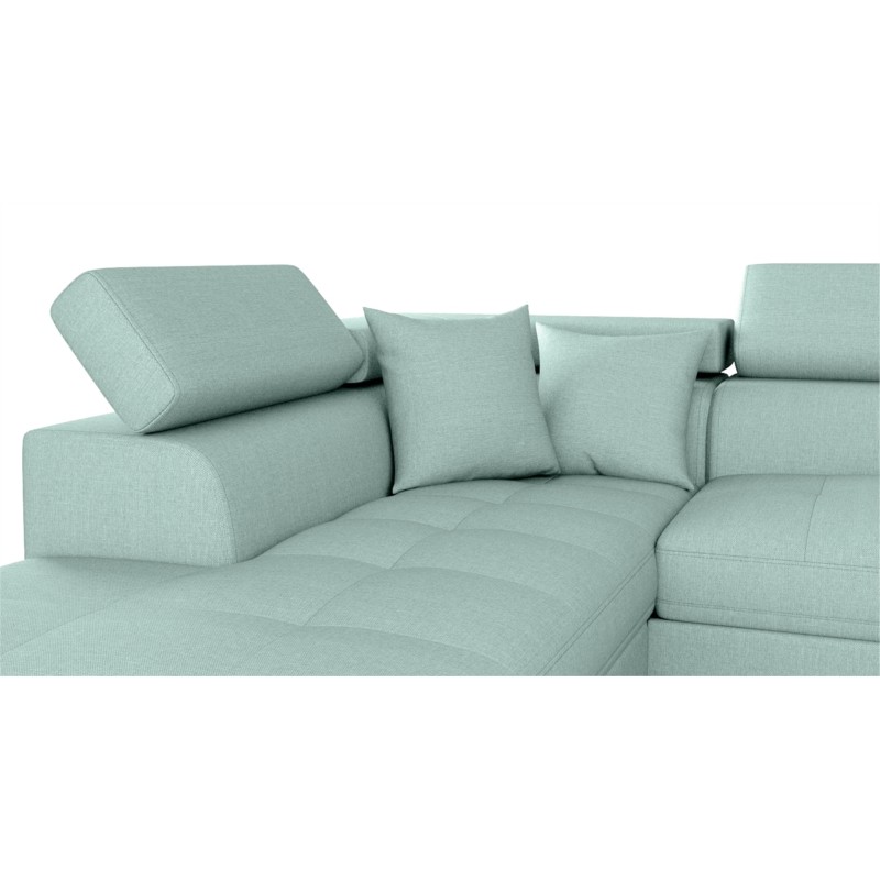 Convertible corner sofa 5 places fabric Left Corner RIO (Light blue) - image 59056