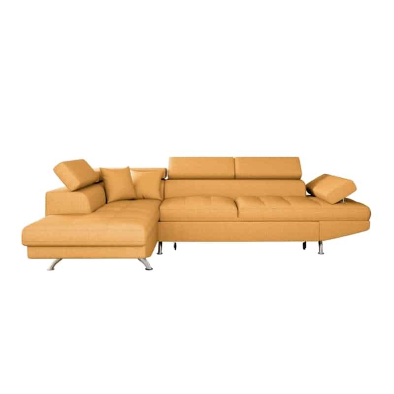 Convertible corner sofa 5 places fabric Left Corner RIO (Ochre yellow) - image 59072
