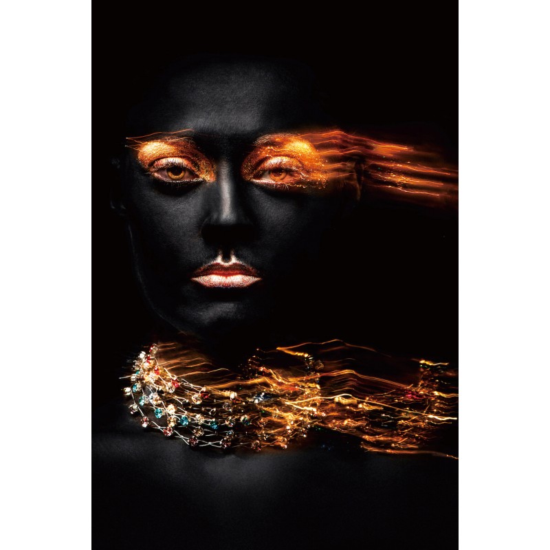 Dipinto su vetro DONNA SEDUTTRICE (80 x 120 cm) (nero, arancio) - image 59210