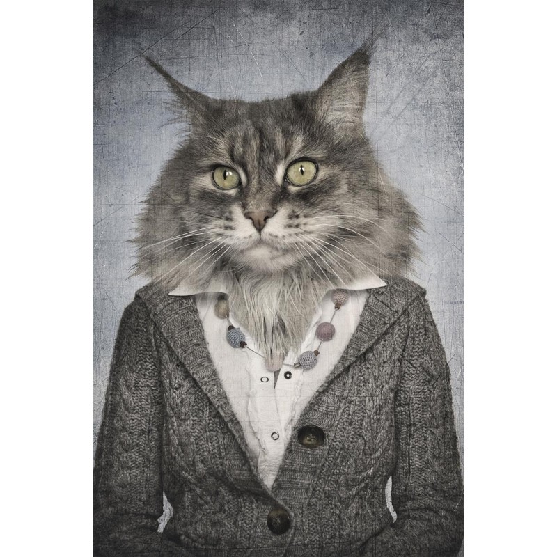 Painting on glass MISTER CHAT (80 x 120 cm) (grey) - image 59235