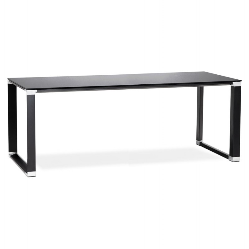 Mesa de reuniones recta de escritorio diseño vidrio templado (200x100 cm) BOIN (negro) - image 59329