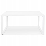 Bureau BENCH table de réunion moderne en bois (140x140 cm) LOLAN (blanc)