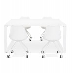Bureau BENCH table de réunion moderne en bois (140x140 cm) LOLAN (blanc)