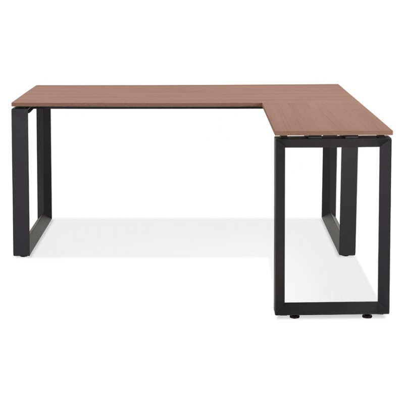 Corner desk design in wood black feet (160x170 cm) OSSIAN (walnut finish) - image 59392