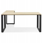 Design corner desk in wood black feet (160x170 cm) OSSIAN (natural finish)