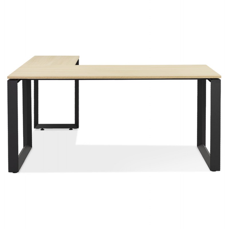 Bureau d'angle design en bois pieds noirs (160x170 cm) OSSIAN (finition naturel) - image 59396