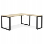 Design corner desk in wood black feet (160x170 cm) OSSIAN (natural finish)