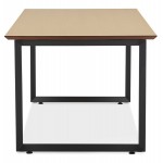 Diseño de escritorio recto en pies negros madera (70x130 cm) COBIE (acabado natural)