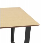 Design dritto della scrivania in legno nero piedini (70x130 cm) COBIE (finitura naturale)
