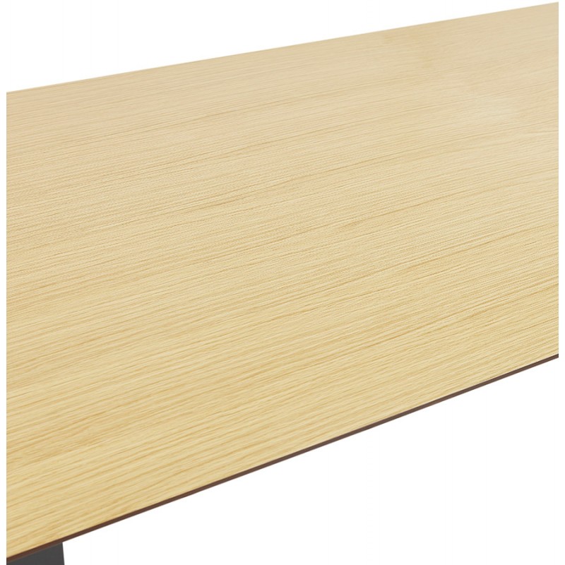 Diseño de escritorio recto en pies negros madera (70x130 cm) COBIE (acabado natural) - image 59449