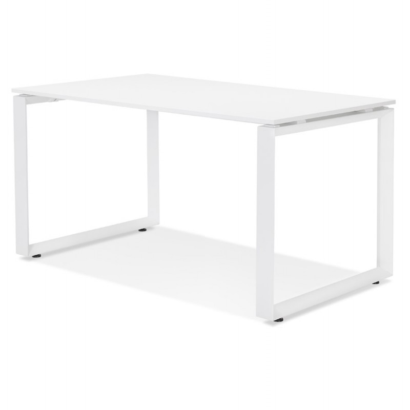 Geradliniges Schreibtischdesign weiße Holzfüße (60x120 cm) OSSIAN (weißes Finish) - image 59463