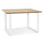 Straight desk design in wood white feet (70x130 cm) COBIE (natural finish)