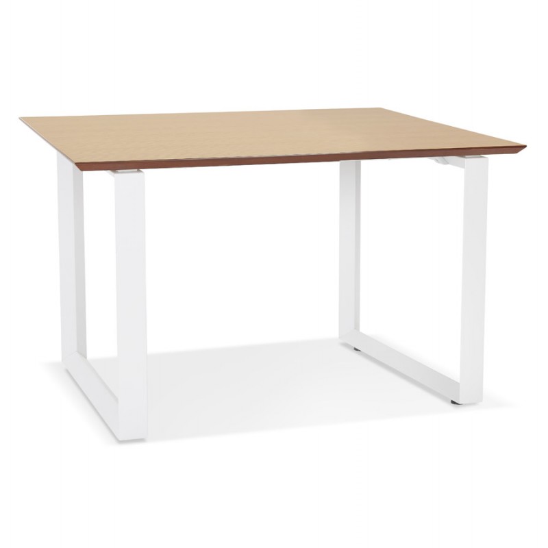 Design dritto della scrivania in legno bianco piedini (70x130 cm) COBIE (finitura naturale) - image 59470