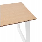 Design dritto della scrivania in legno bianco piedini (70x130 cm) COBIE (finitura naturale)