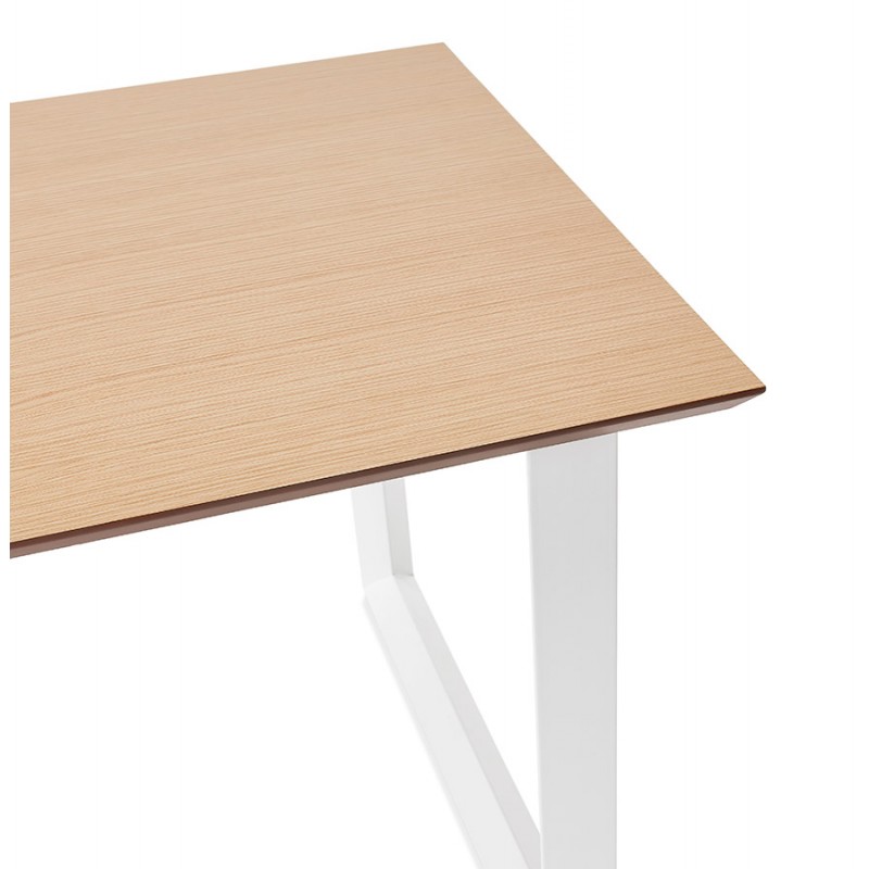 Diseño de escritorio recto en pies blancos de madera (70x130 cm) COBIE (acabado natural) - image 59473