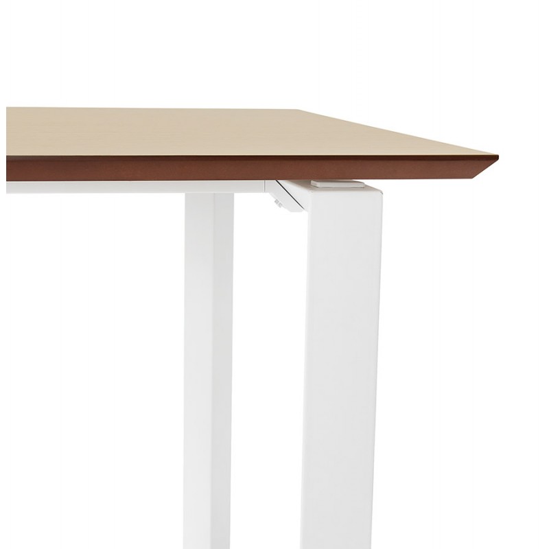 Diseño de escritorio recto en pies blancos de madera (70x130 cm) COBIE (acabado natural) - image 59474