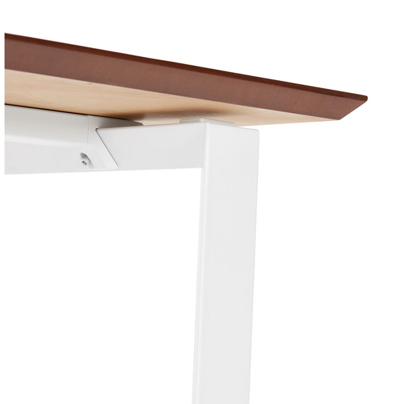 Design dritto della scrivania in legno bianco piedini (70x130 cm) COBIE (finitura naturale) - image 59475