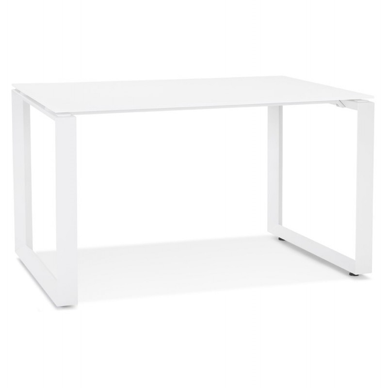 Bureau droit design en verre trempé pieds blancs (60x120 cm) OSSIAN (finition blanc) - image 59477