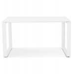 Design gerader Schreibtisch aus gehärtetem Glas weiße Füße (60x120 cm) OSSIAN (weißes Finish)