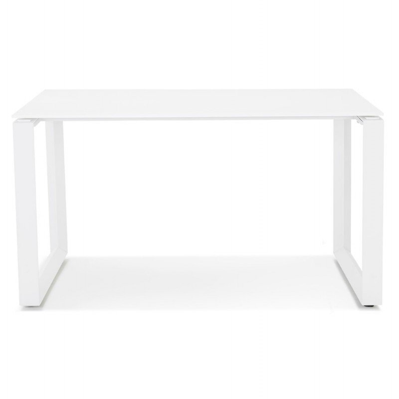 Design gerader Schreibtisch aus gehärtetem Glas weiße Füße (60x120 cm) OSSIAN (weißes Finish) - image 59478