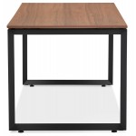 Straight desk design wood black feet (80x160 cm) OSSIAN (walnut finish)