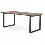 Design straight desk in wood black feet (90x180 cm) COBIE (walnut finish)
