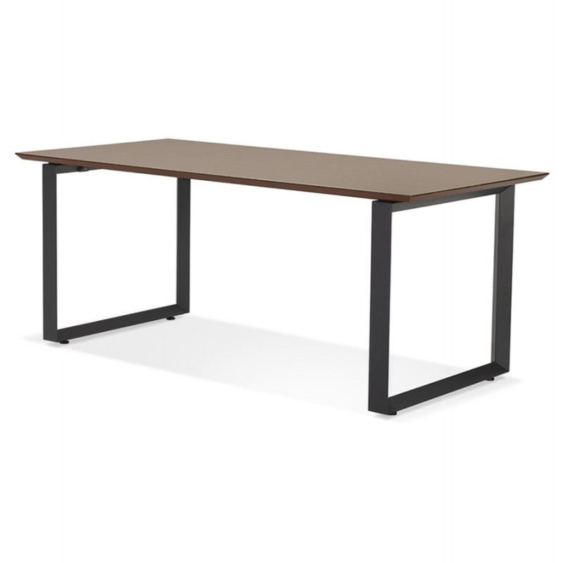 Design gerader Schreibtisch aus Holz schwarze Füße (90x180 cm) COBIE (Walnuss-Finish) - image 59513