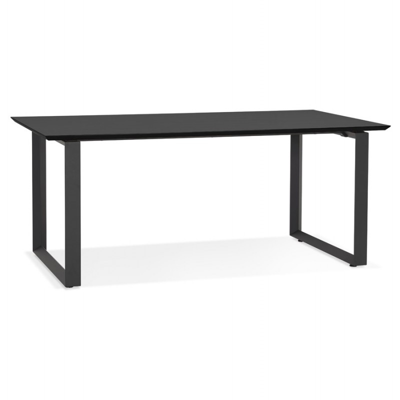 Design dritto della scrivania in legno nero piedini (90x180 cm) COBIE (finitura nera) - image 59525