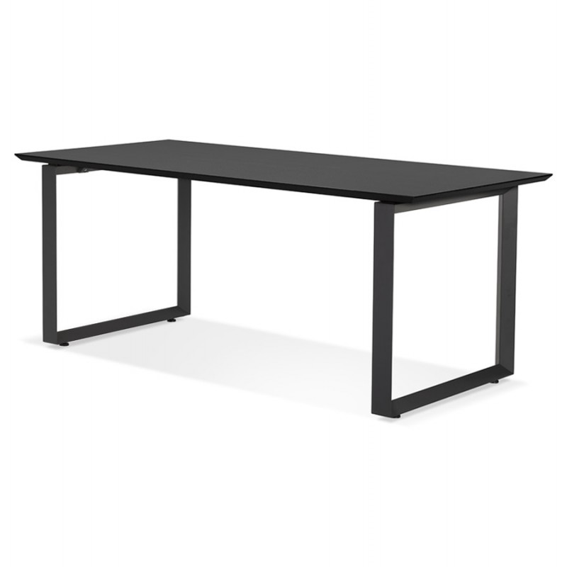 Design dritto della scrivania in legno nero piedini (90x180 cm) COBIE (finitura nera) - image 59528