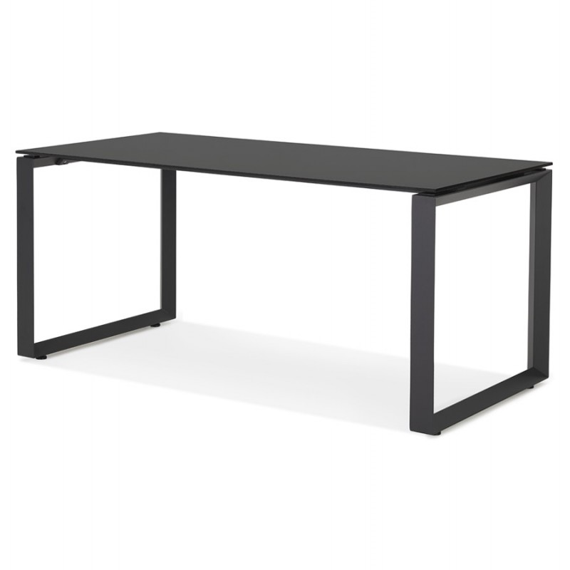 Design straight desk in tempered glass black feet (80x160 cm) OSSIAN (black finish) - image 59537