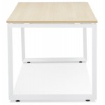 Design gerader Schreibtisch aus Holz weißen Füßen (80x160 cm) OSSIAN (naturbelassen)