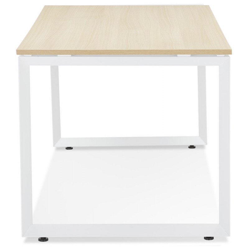 Design straight desk in wood white feet (80x160 cm) OSSIAN (natural finish) - image 59545