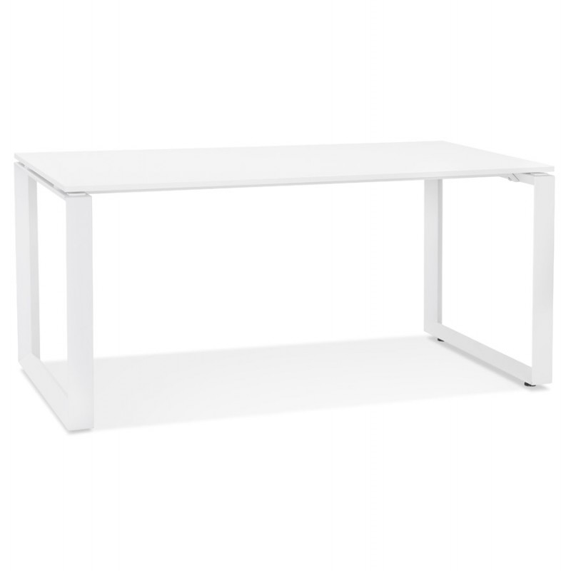 Bureau droit design en bois pieds blancs (80x160 cm) OSSIAN (finition blanc) - image 59549