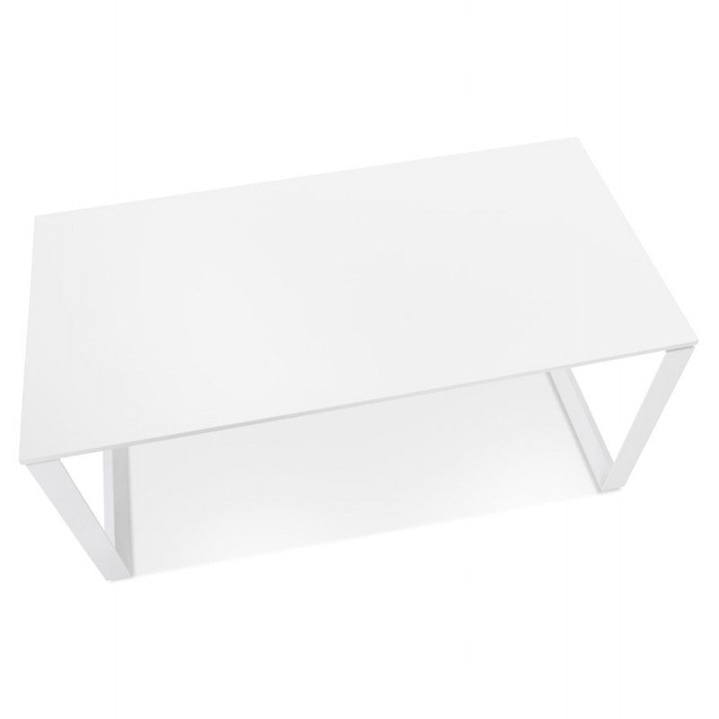 Bureau droit design en bois pieds blancs (80x160 cm) OSSIAN (finition blanc) - image 59553