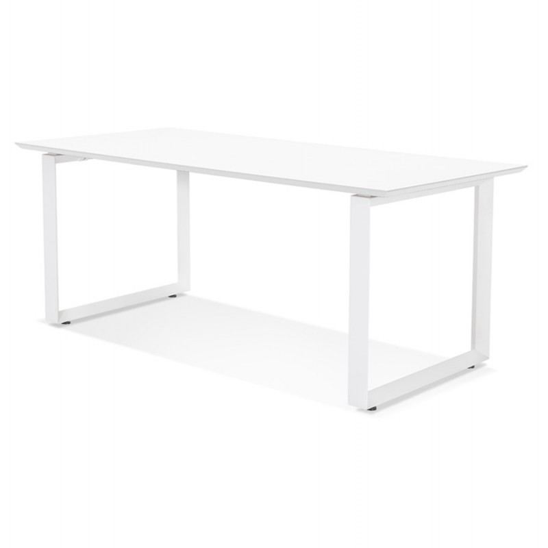 Design gerader Schreibtisch aus Holz weiße Füße (90x180 cm) COBIE (weiße Oberfläche) - image 59563