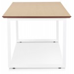 Geradliniges Schreibtischdesign in holzweißen Füßen (90x180 cm) COBIE (naturbelassen)