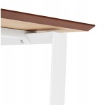 Diseño de escritorio recto en pies blancos madera (90x180 cm) COBIE (acabado natural)