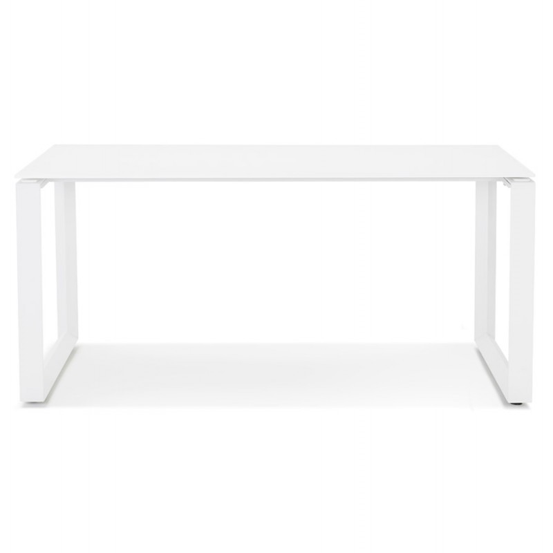 Design gerader Schreibtisch aus gehärtetem Glas weiße Füße (80x160 cm) OSSIAN (weißes Finish) - image 59577