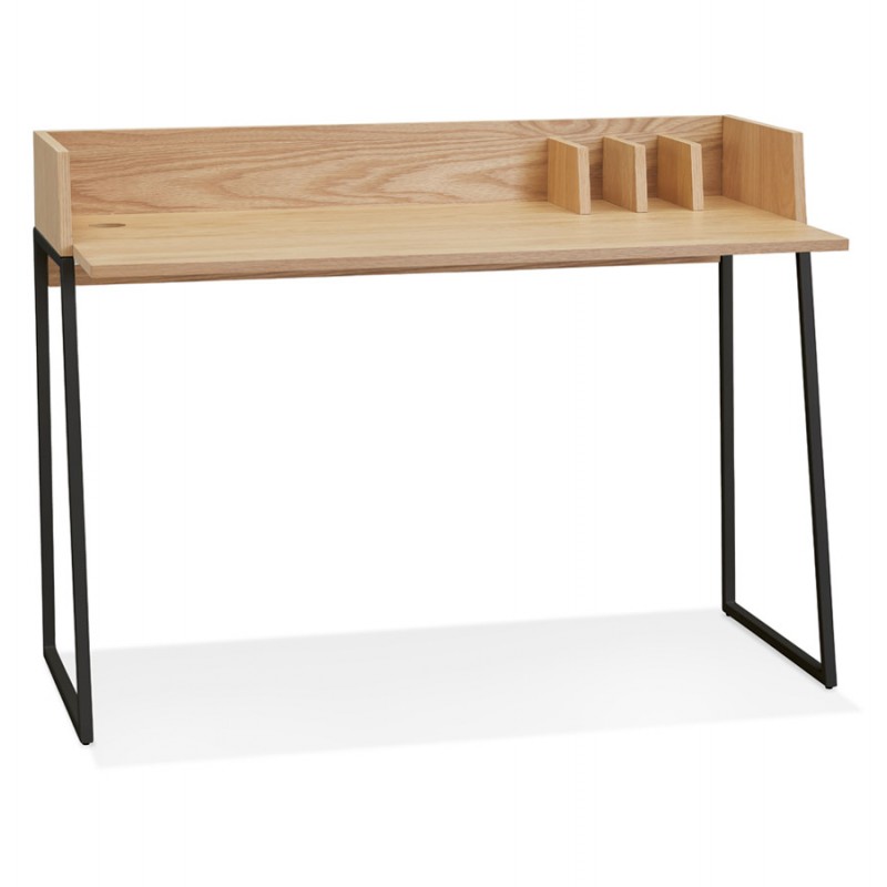 Design gerader Schreibtisch aus Holz schwarze Füße (62x120 cm) ELIOR (naturbelassen) - image 59587