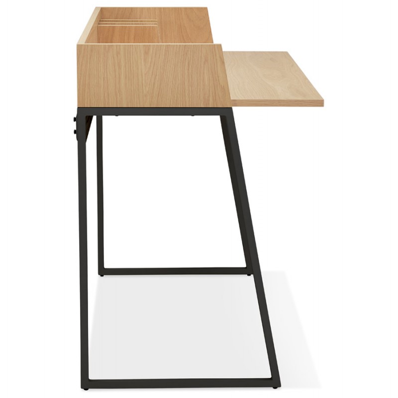 Design gerader Schreibtisch aus Holz schwarze Füße (62x120 cm) ELIOR (naturbelassen) - image 59589