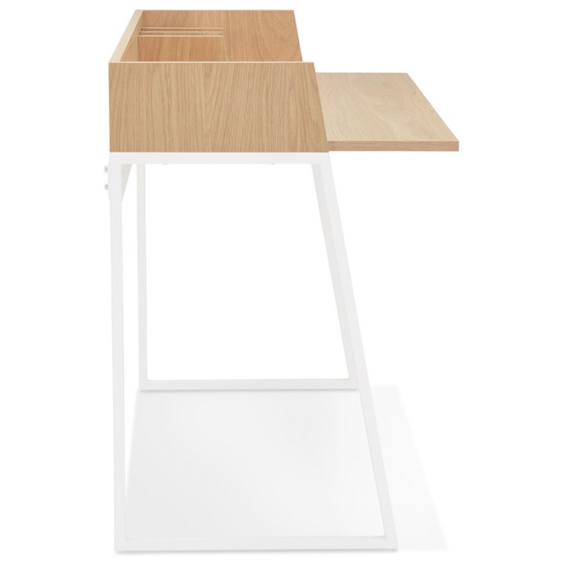 Straight desk design in wood white feet (62x120 cm) ELIOR (natural finish) - image 59602