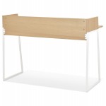 Design dritto della scrivania in legno bianco piedini (62x120 cm) ELIOR (finitura naturale)